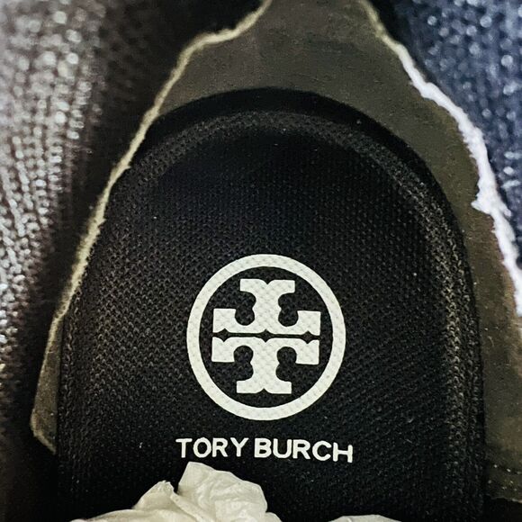 TORY BURCH Howell Court Black Ivory Spotted Haircalf Leather Sneakers - US 7.5 - Picture 3 of 9